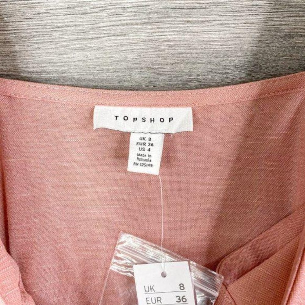 NWT Topshop Blush Pink Belted Button Front Dress 4 - Picture 4 of 5